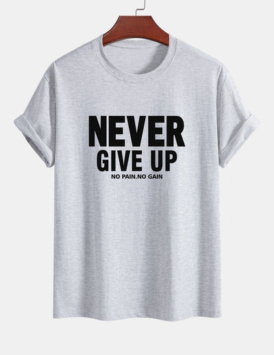 Ubaldo® | Never Give Up Print Cotton T-Shirt