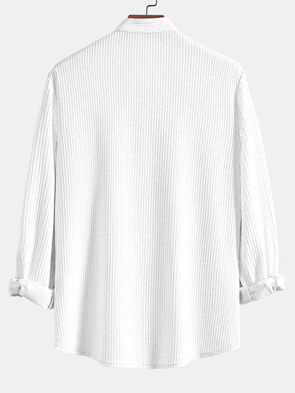 Baldomero® | Long Sleeve Muscle Fit Ribbed Stand Collar Shirt