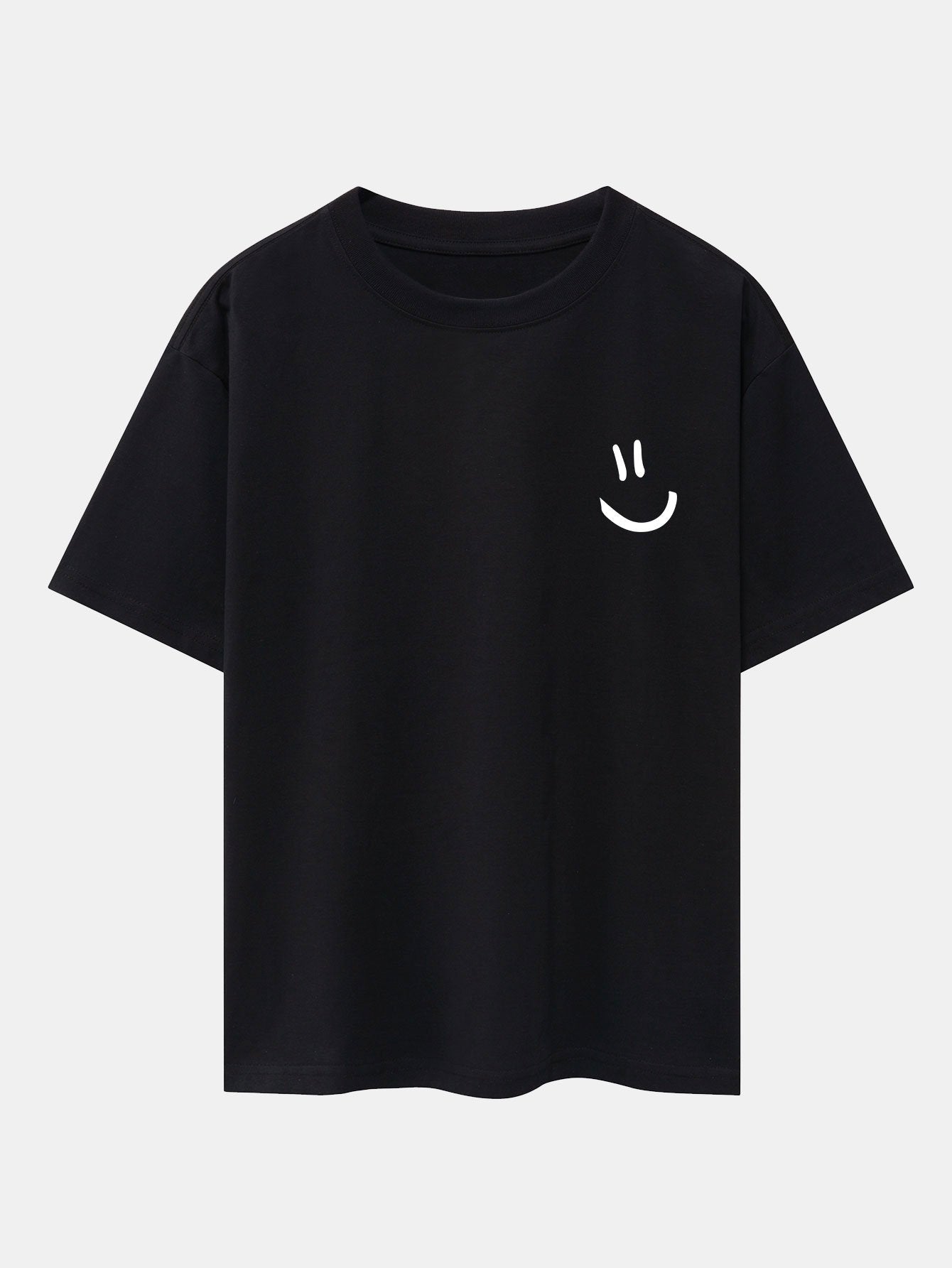 Adney® | 3 Pieces Smiley Face Print Drop Shoulder Oversize T-Shirts