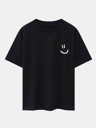 Adney® | 3 Pieces Smiley Face Print Drop Shoulder Oversize T-Shirts