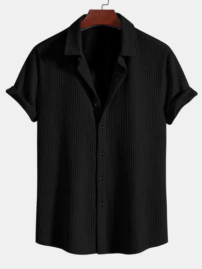 Adalberto® | Muscle Fit Ribbed Button Up Shirt