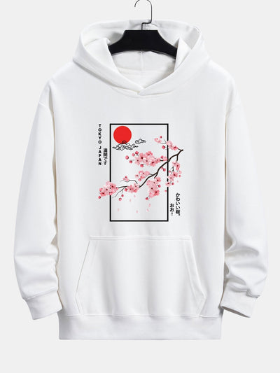 Eugene | Cherry Blossom Slogan Print Relax Fit Hoodie