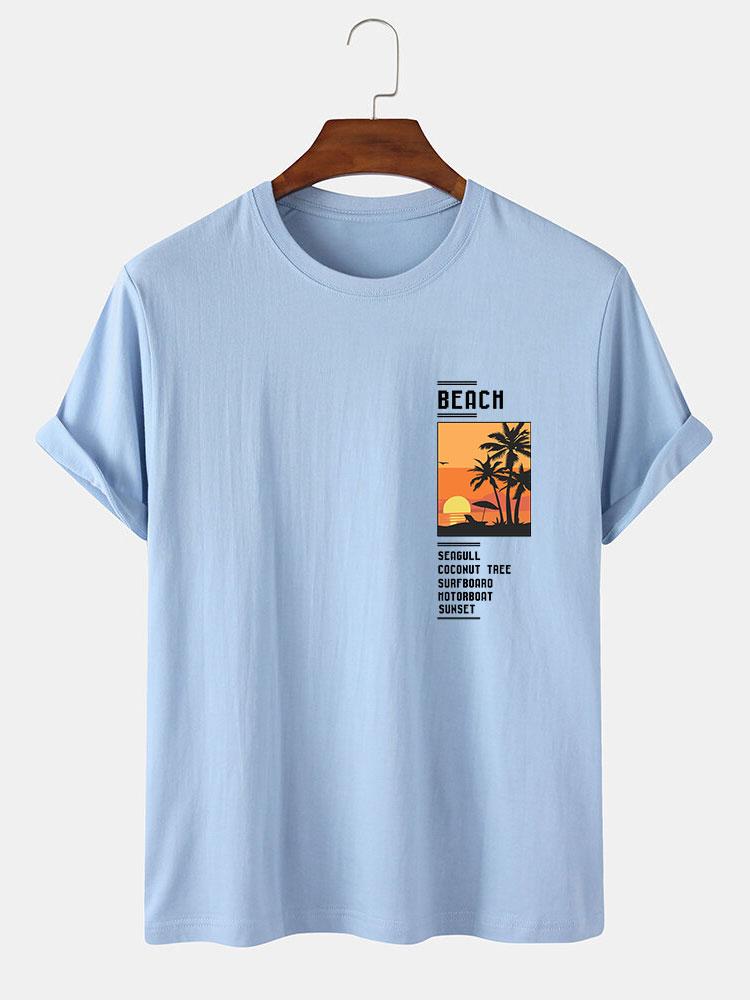 Alban® | Beach Scenery Slogan Print T-Shirt