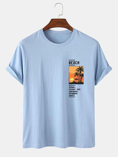 Alban® | Beach Scenery Slogan Print T-Shirt