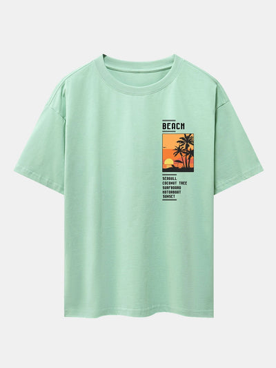 Aldo® | Beach Scenery Slogan Print Drop Shoulder Oversize T-Shirt