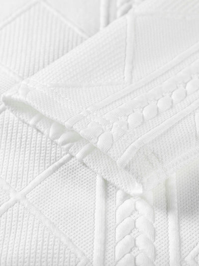 Lucas® | Long Sleeved T-Shirt With Curved Hem In Geometric Jacquard & Cargo Joggers In Corduroy With Drawstring