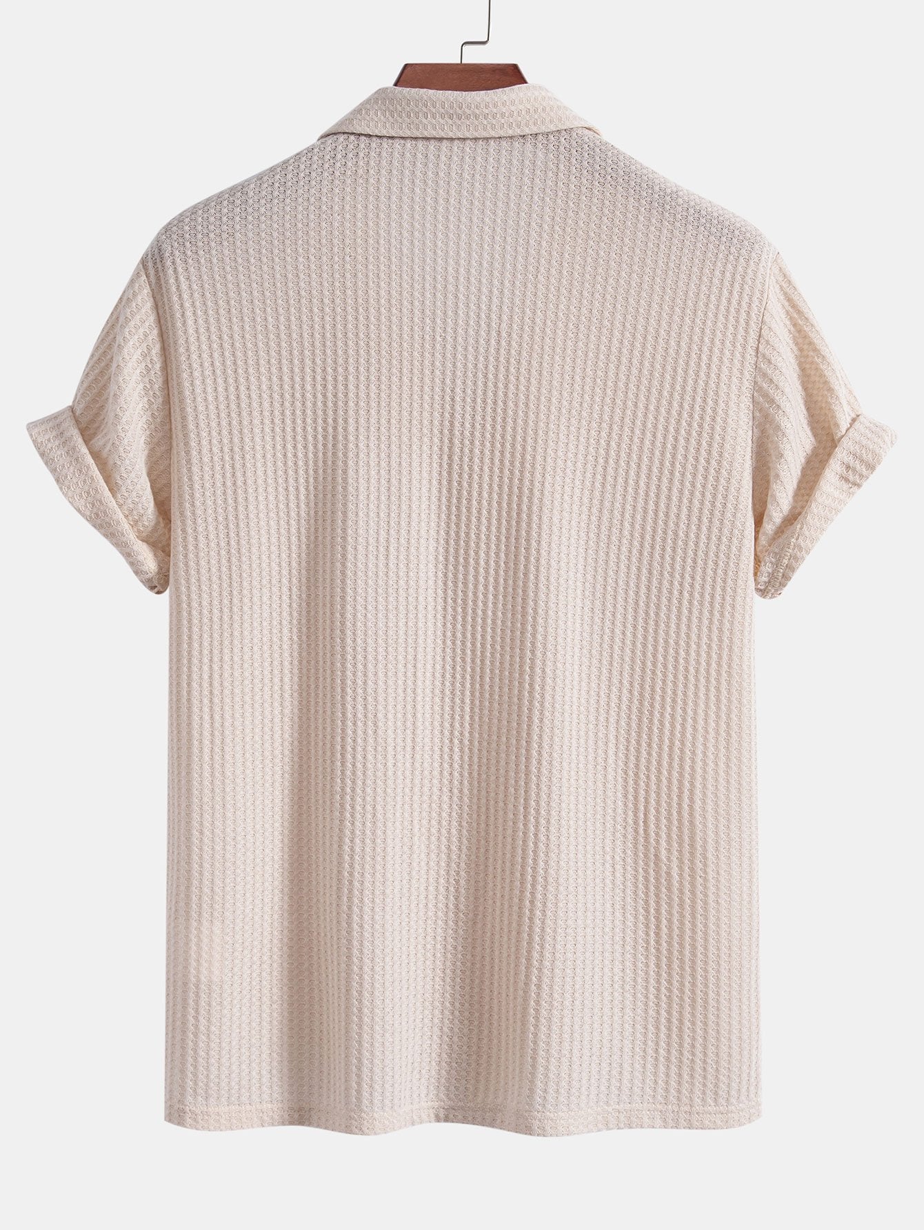 Adlai® | Short Sleeve Knitted Waffle Cuban Shirt & Straight Leg Linen Pants