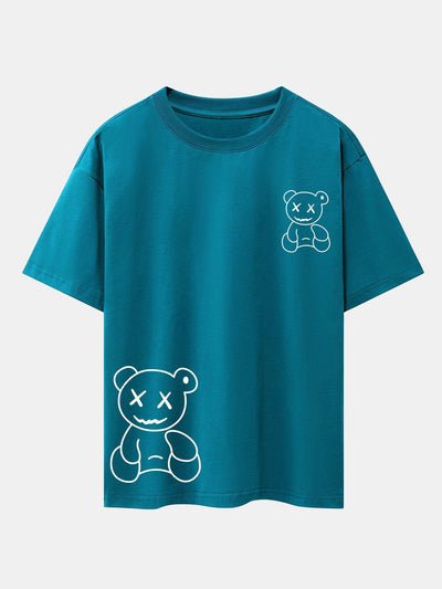 Adolfo® | Bear line Print Drop Shoulder Oversize T-Shirt