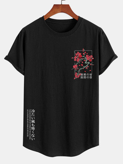 Joe® | Cherry Blossom Slogan Print Cotton Arc Hem T-Shirt