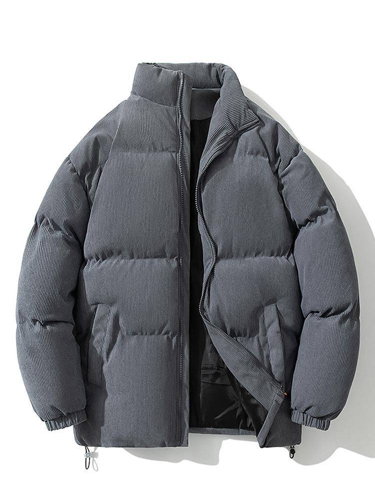Cyrus | Funnel Neck Corduroy Puffer Coat