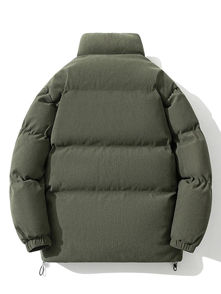Cyrus | Funnel Neck Corduroy Puffer Coat