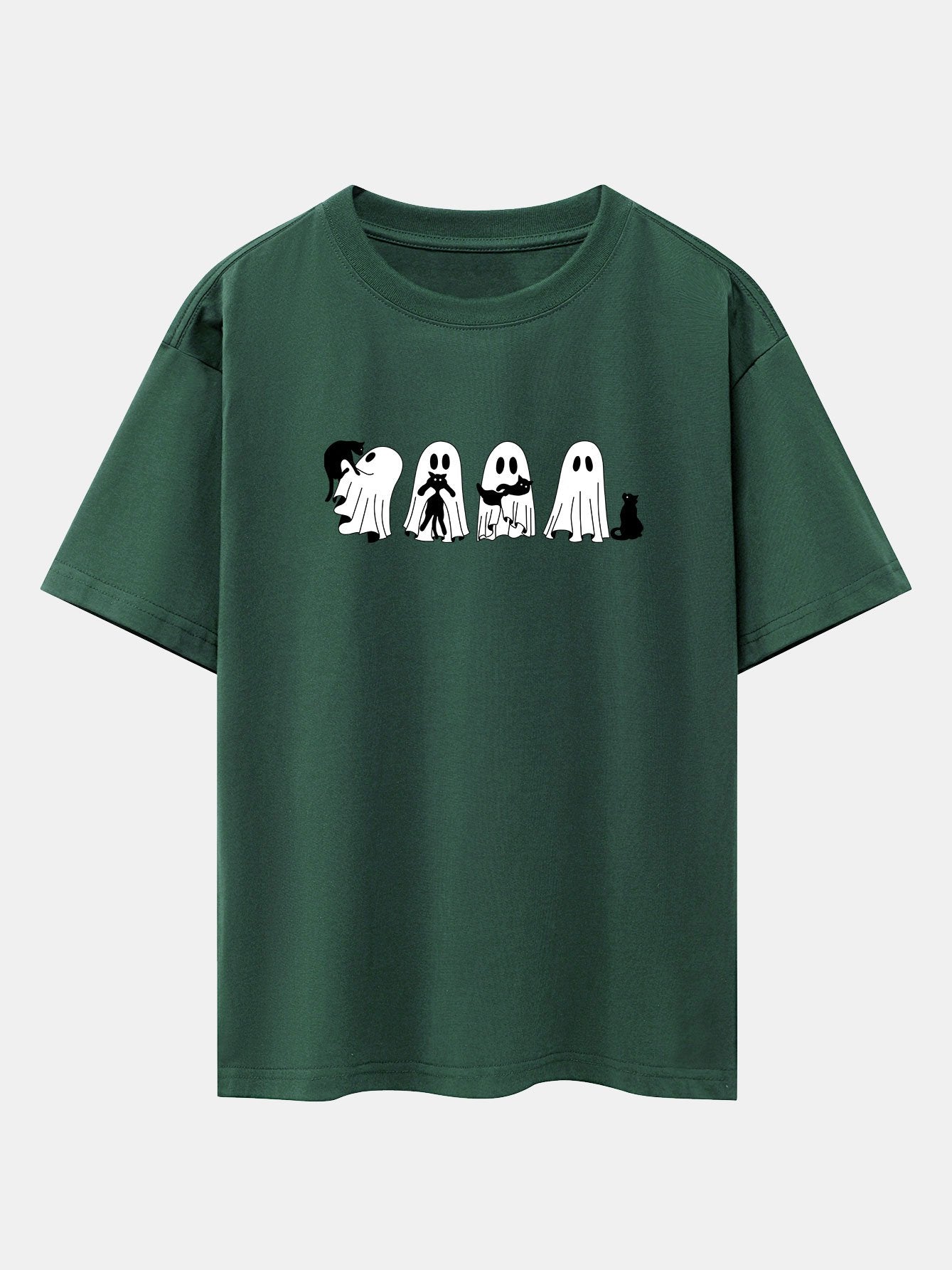 Baldomero® | Black Cat Ghost Print Drop Shoulder Oversize T-Shirt