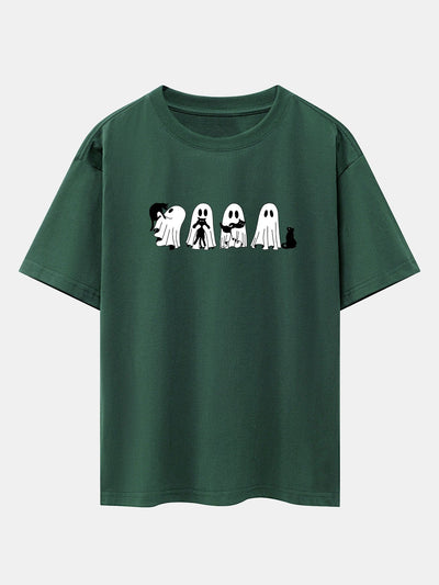 Baldomero® | Black Cat Ghost Print Drop Shoulder Oversize T-Shirt