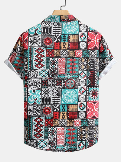 Jorge® | Tile Patchwork Print Button Up Shirt