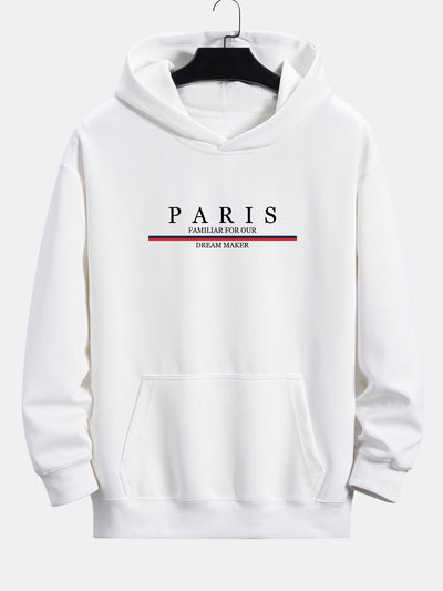 Zackary | Stripe Paris Slogan Print Relax Fit Hoodie