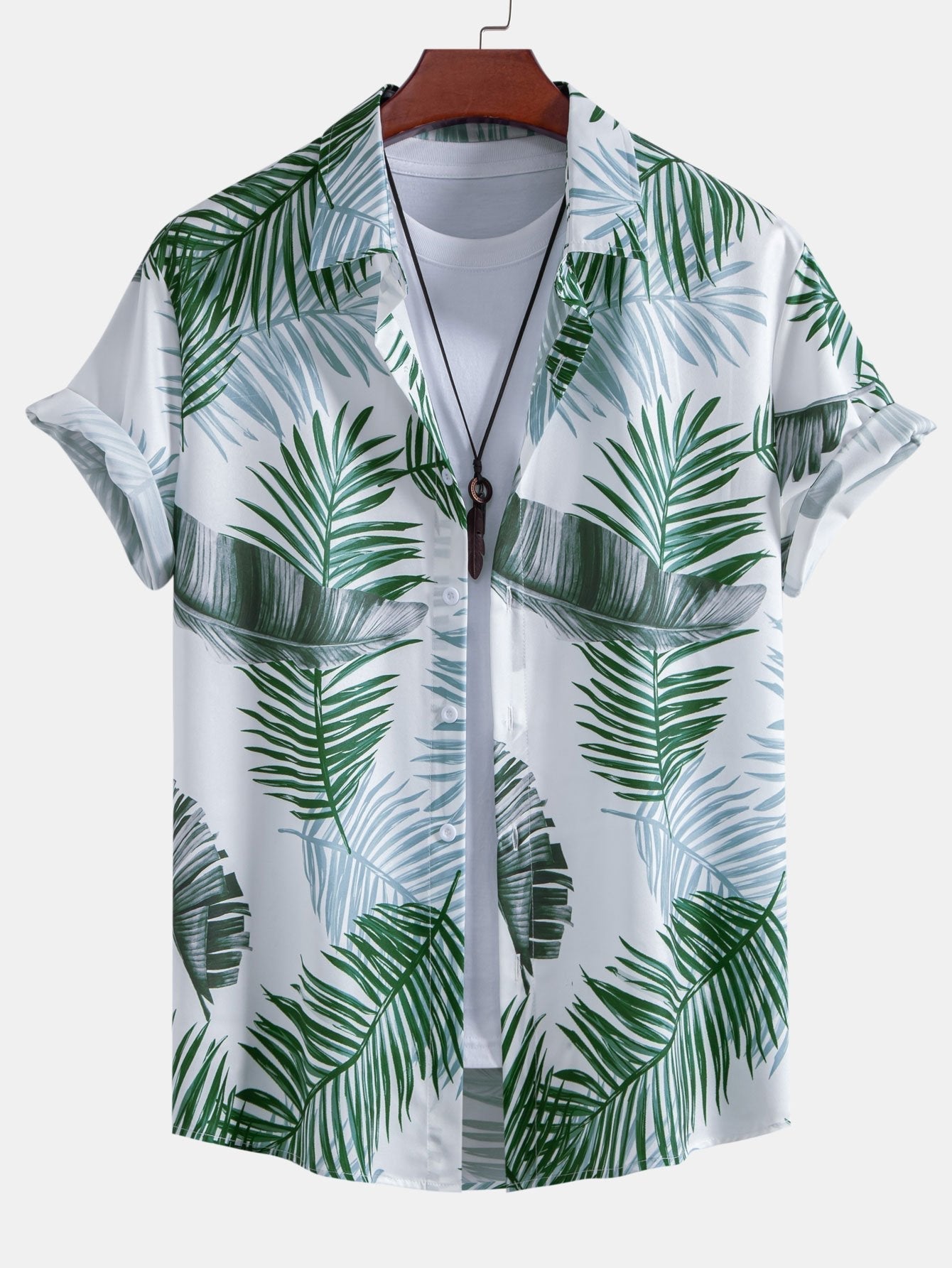 Ashton® | Leaf Print Button Up Shirt