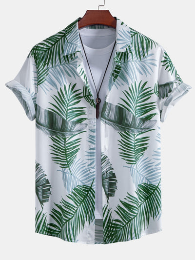 Ashton® | Leaf Print Button Up Shirt