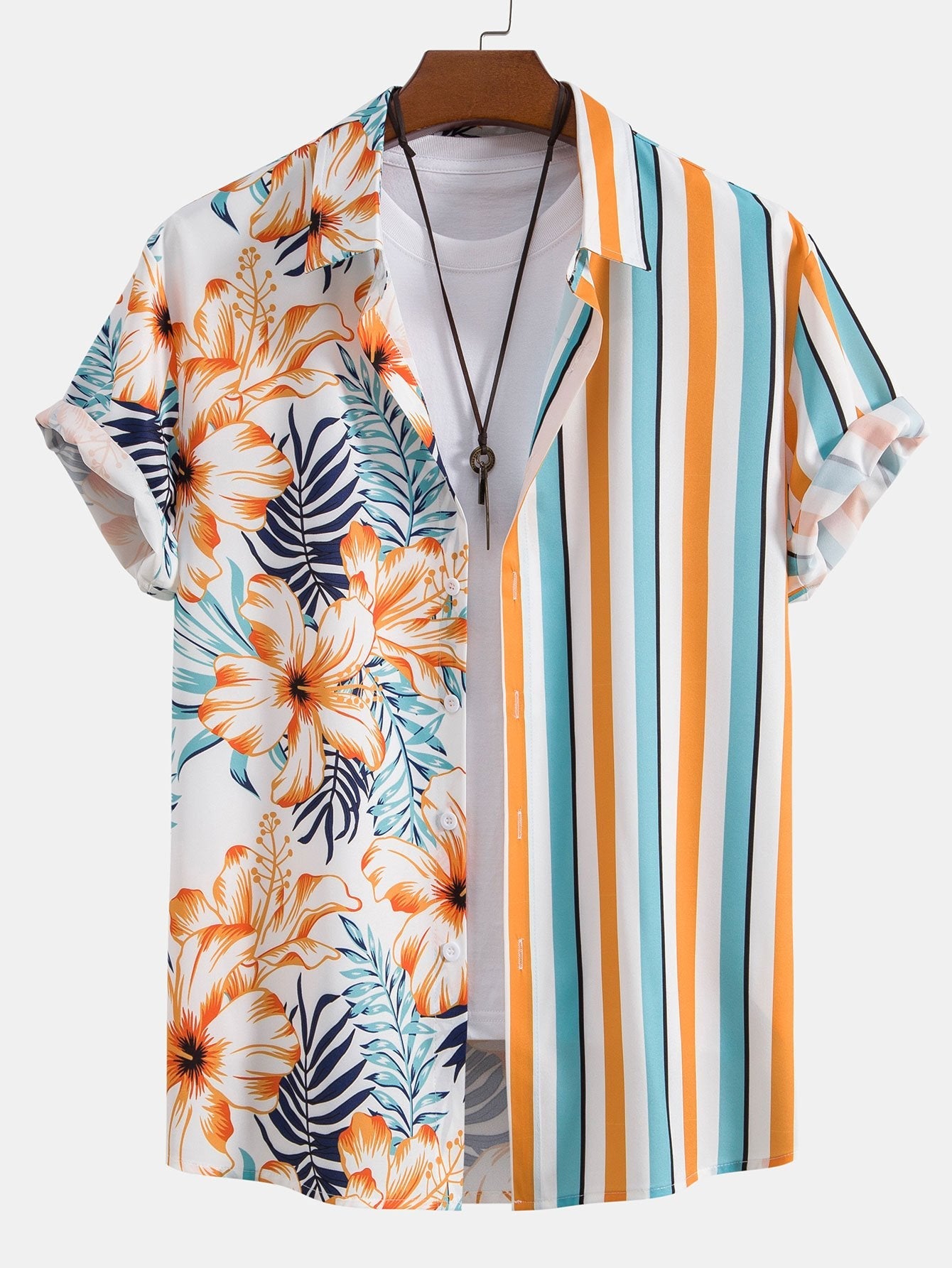 Kieran® | Tropical Stripe Panel Shirt