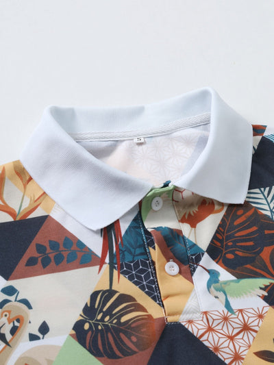 Kai | Flamingo Tropical Print Polo Shirt