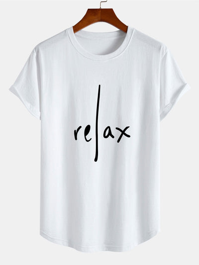 Brent® | Relax Print Cotton Arc Hem T-Shirt