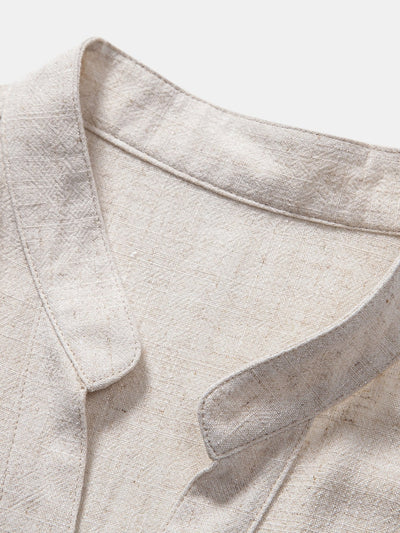 Adam® | V Neck Linen Rayon Blend Shirt & Straight Leg Linen Pants