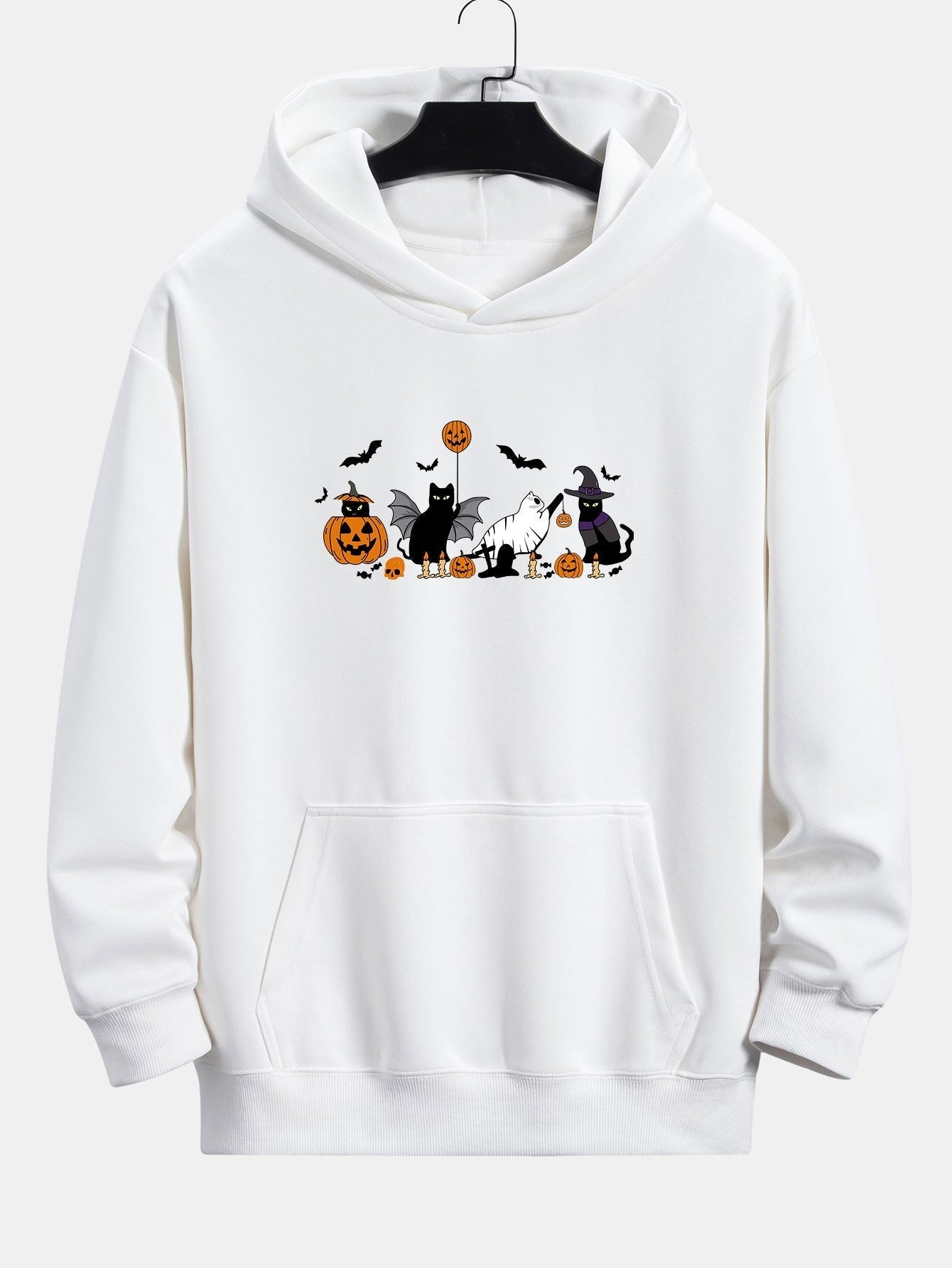 Mohamed | Halloween Pumpkin Black Cat Print Relax Fit Hoodie