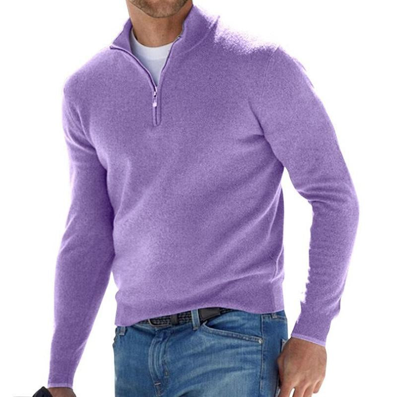 Men's Solid Colorip Pllover Sweater