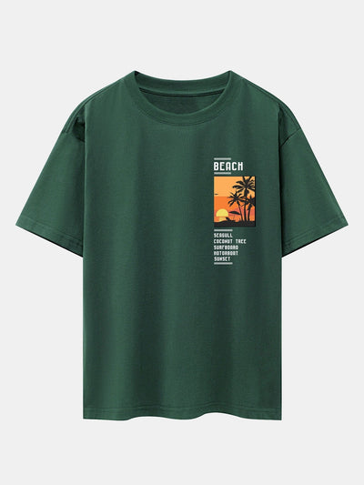 Aldo® | Beach Scenery Slogan Print Drop Shoulder Oversize T-Shirt