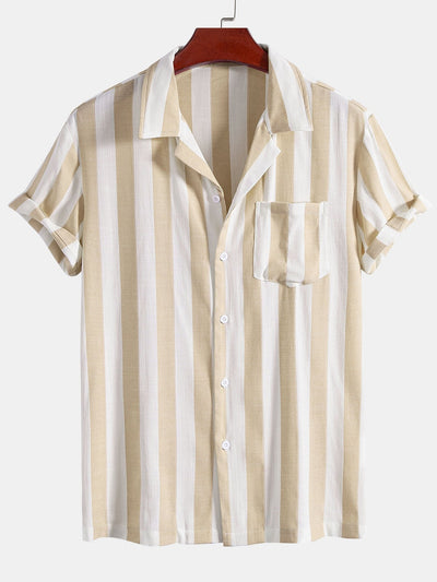 Alfio® | Striped Cuban Collar Shirt