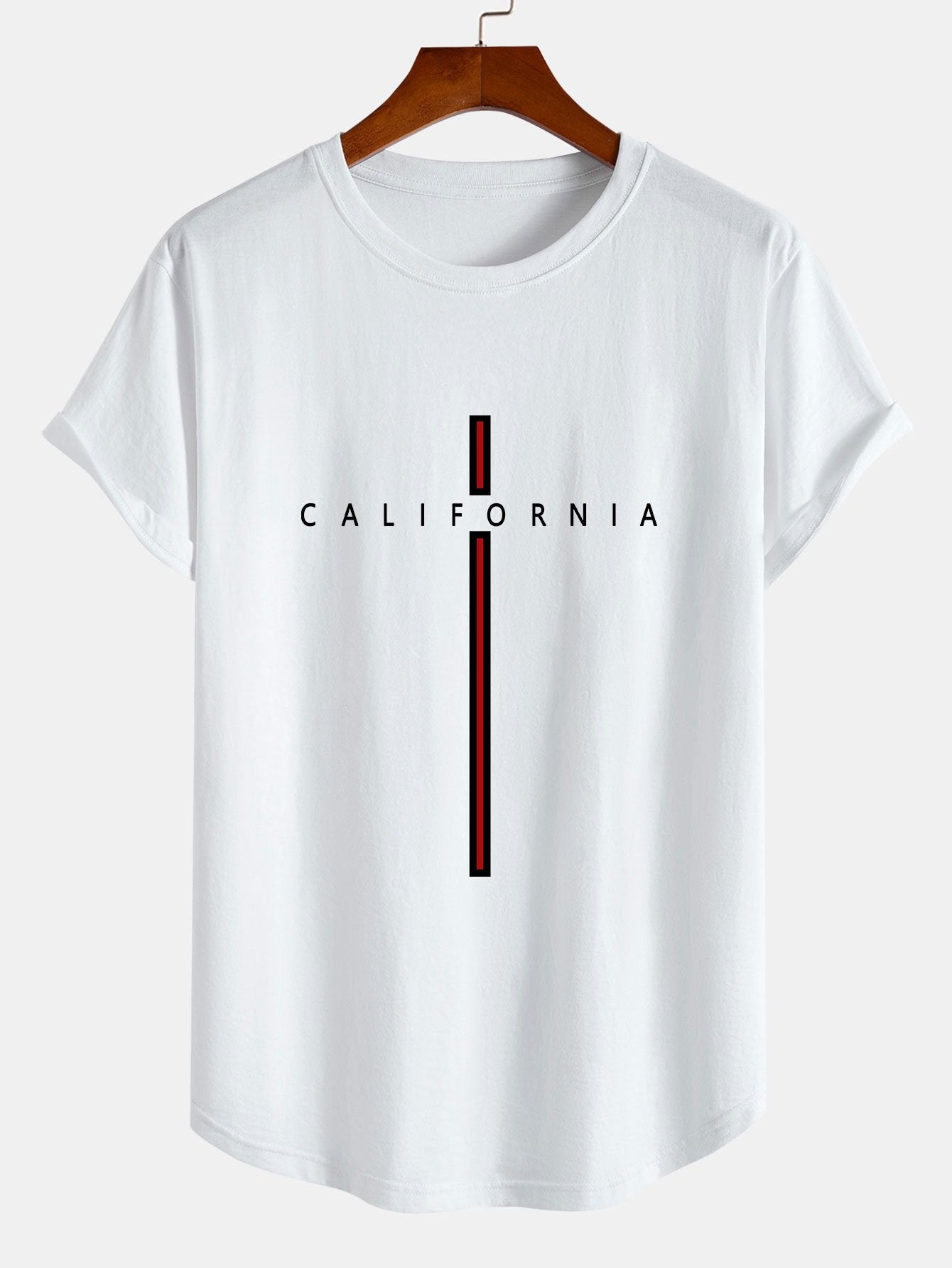 Carlos® | Stripe Print Cotton Arc Hem T-Shirt