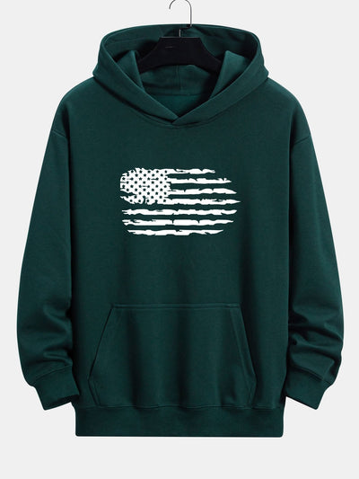 Alonso | American Flag Print Relax Fit Hoodie