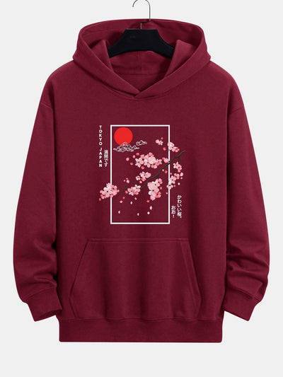Eugene | Cherry Blossom Slogan Print Relax Fit Hoodie