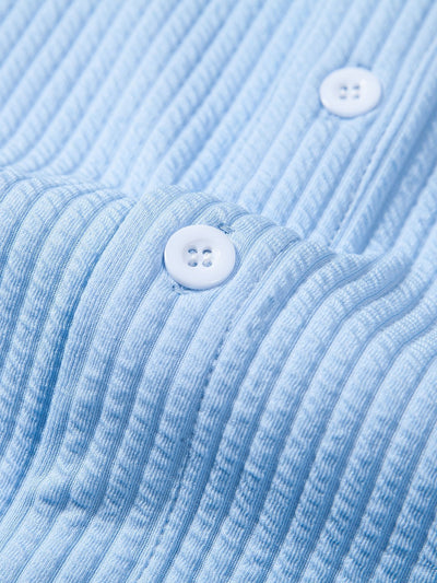 Horace® | Muscle Fit Ribbed Long Sleeved Shirt With Mandarin Collar