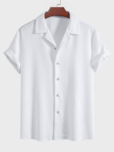 Leonardo® | Geometric Style: Short-Sleeved Cuban Shirt With Geometric Texture