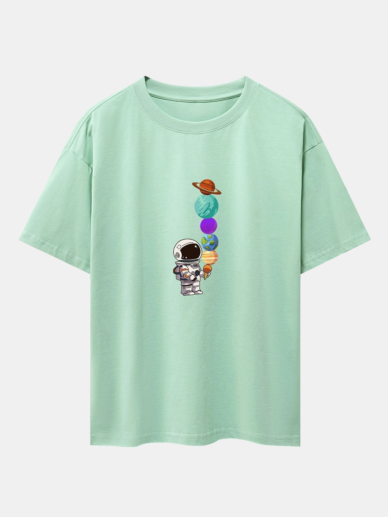 Atilano® | Planet Astronaut Print Drop Shoulder Oversize T-Shirt