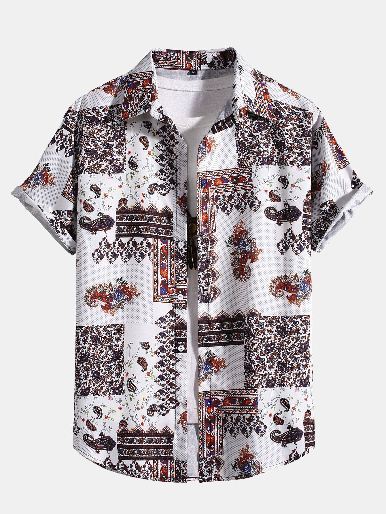 Ambros® | Paisley Patchwork Print Button Up Shirt