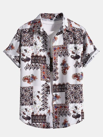 Ambros® | Paisley Patchwork Print Button Up Shirt