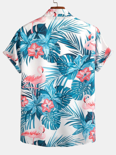 Asbjorn® | Flamingo Tropical Print Button Up Shirt