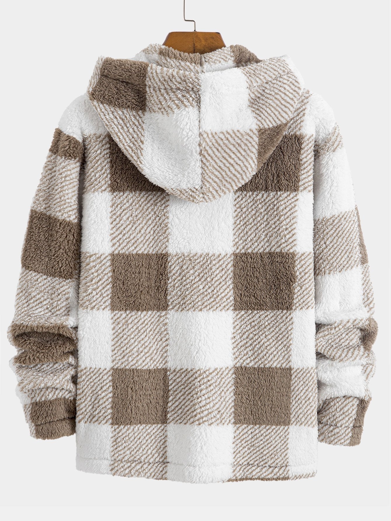 Phoenix | Plaid Teddy Fleece Button Up Hooded Coat