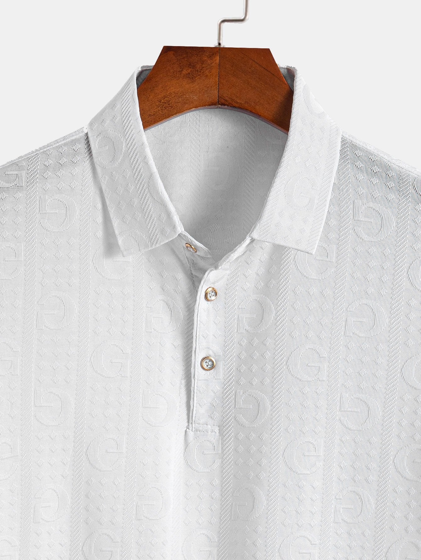 Cornelio® | Short Sleeve Knitted Letter Textured Polo