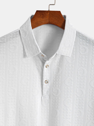 Cornelio® | Short Sleeve Knitted Letter Textured Polo