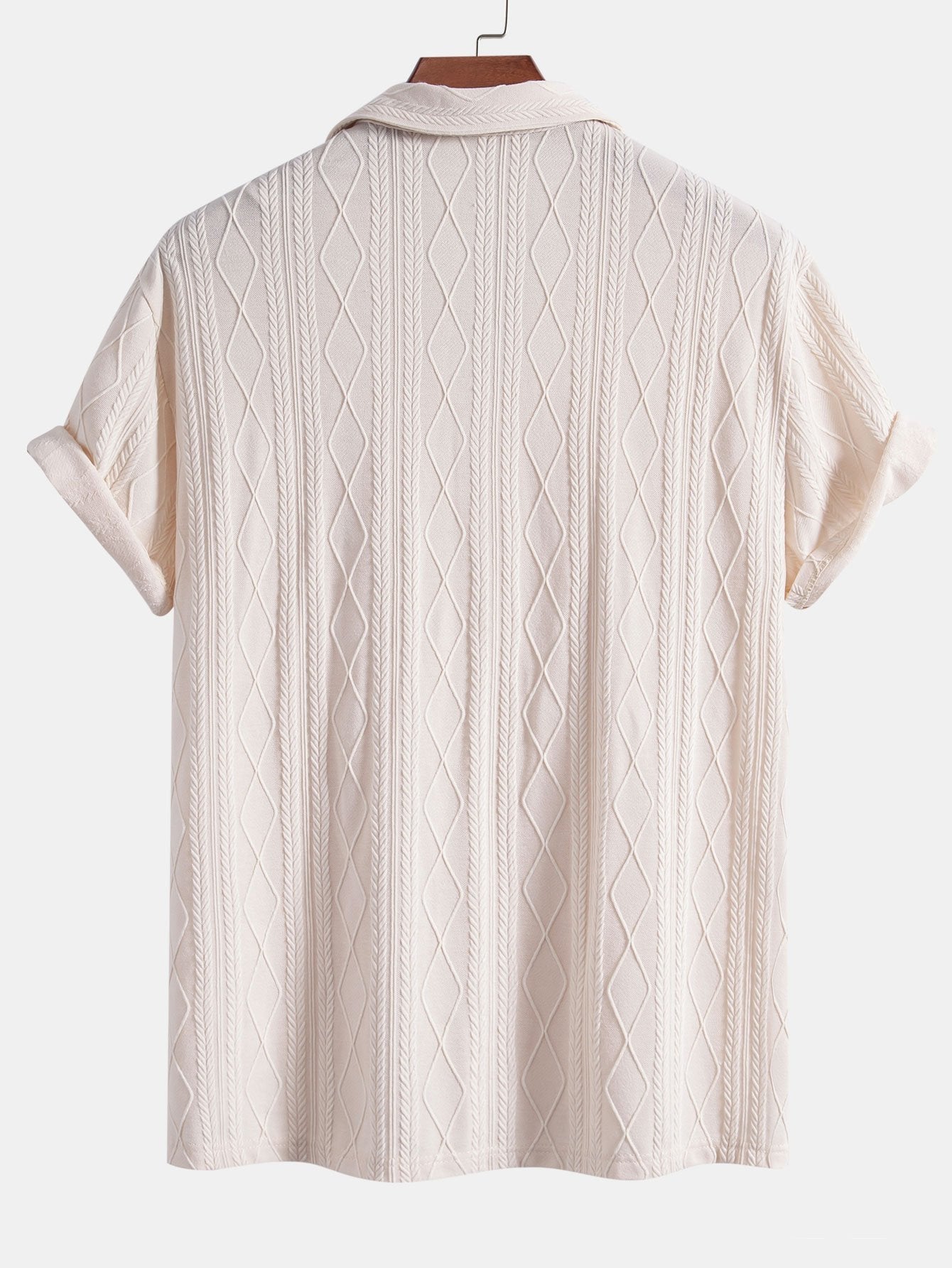 Duane® | Knitted Geometric Rhombus Jacquard Cuban Shirt