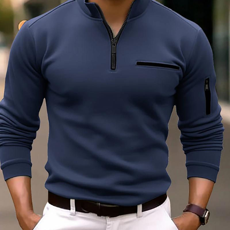 Men'S Casal Solid Coloripper Polo Shirt
