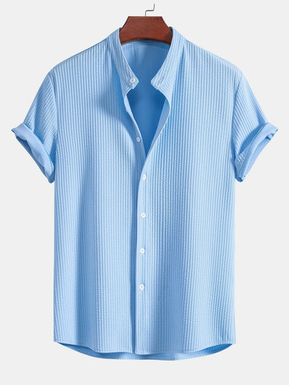Adalgiso® | Muscle Fit Ribbed Stand Collar Shirt & Shorts