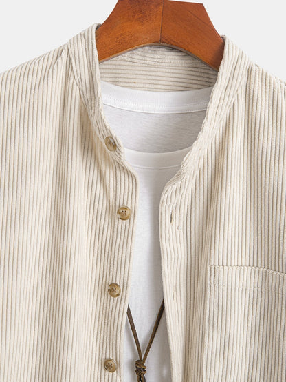 Adriano® | Corduroy Stand Collar Shirt