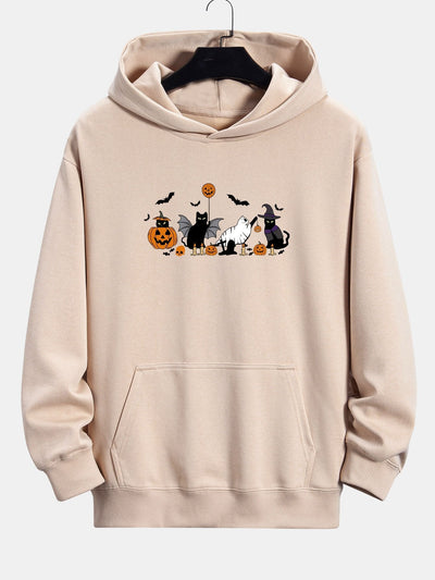 Mohamed | Halloween Pumpkin Black Cat Print Relax Fit Hoodie