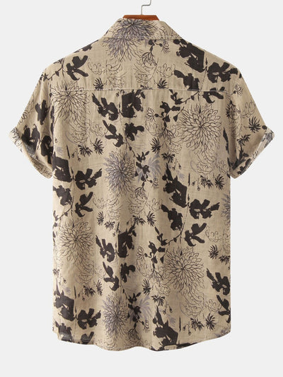 Alfonse® | Ink Floral Print Button Up Shirt