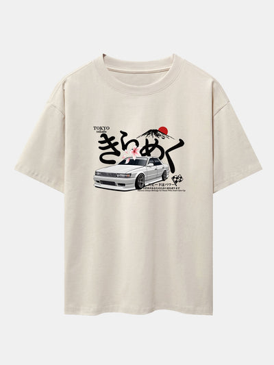 Killian® | Tokyo Mt. Fuji Car Print Drop Shoulder Oversize T-Shirt