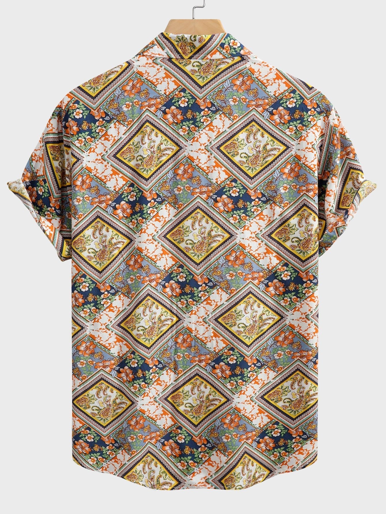 Aodhan® | Floral Border Print Button Up Shirt