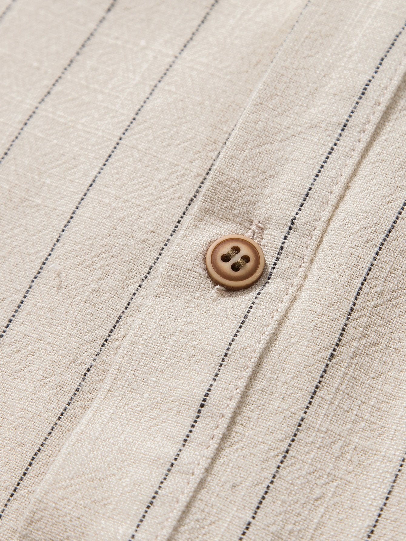 Aryan® | Linen Blend Striped Half Open Placket Henley Collar Shirt